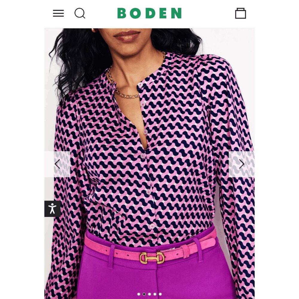 Boden Marina Jersey Shirt Mod Print NWOT Cotton Blouse SZ 6